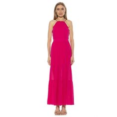 Too good to be true! This women's maxi dress from ALEXIA ADMOR will be an instant favorite. Too good to be true! This women's maxi dress from ALEXIA ADMOR will be an instant favorite. Ruffled design No pockets Halter neckline SleevelessFIT & SIZING 59-in. length from shoulder to hem (size 4) Fit & flare silhouetteFABRIC & CARE Rayon Lining: polyester, spandex Hand wash Imported Size: 14. Color: Brt Pink. Gender: female. Age Group: adult. Pattern: Solid. Retro Dress 50s, Dolman Sleeve Maxi Dress, Gathered Maxi Dress, Backless Gown, Drape Maxi Dress, Tie Dye Maxi Dresses, Wrap Around Dress, Dress Guide, Red Dress Maxi