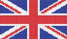 the british flag is shown in this cross stitch pattern, which has been designed to look like