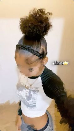 Plat Bun Hairstyles, Braids With Ponytail Natural Hair, Slick Back With Butterfly Braid, Fulani Braids Natural Hair Curly, Homecoming Natural Hairstyles, Hairstyles With Real Hair Black Women, Two Puff Balls Hairstyle Natural Hair, Natural Hair With Bow, Cornrows For School