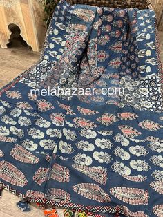 "Handmade Ajrakh patchwork dupatta on pure cotton. \"Designs vary\" Note : since these Dupattas are are handmade and handprinted using natural dyes and sundried in the open, some inconsistency may be present and they may smell of the natural dyes until washed .  These are not defects rather make each piece unique!" Patchwork Dupatta, Ajrakh Dupatta, Jamdani Saree, Tussar Silk Saree, Cotton Scarf, Natural Dyes, Block Print, Pure Cotton, Scarf Accessory