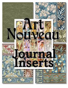 Art Nouveau Deco Cards/Inserts - Ephemera for Junk Journal, Scrapbooking, Papercrafts, Collage & more.  Instant Digital Downloads Printables. Beautiful Vintage Art Nouveau Deco Card Inserts, Ephemera for Junk Journal, Scrapbooking, Papercrafts, Collage and much more.  Instant Digital Downloads, Printables. This item includes fifteen (15) Vintage Inserts that measure 3.25 x 1.5 inches.  Included is one (1) insert backing sheet and three (3) additional Art Nouveau Design Papers.  The instant downloads measure/print on 8 ½ x 11 paper.  For best results print on cardstock. This set includes the following items: Fifteen (15) Vintage Art Nouveau Deco Cards/Inserts One (1) Matching Insert Background Paper Three (3) Art Nouveau Deco Designer Papers Be sure to check out my store for additional item Digital Downloads Printables, Design Art Nouveau, Art Nouveau Design, Journal Template, Download Printables, Paper Background, Media Art, Vintage Advertisements, Paper Design