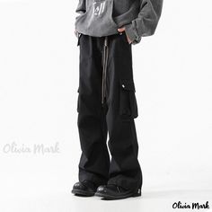 Olivia Mark - Milard Paratrooper Tactical Pants: Loose Fit Wide Leg Straight Cut Trousers Tactical Pants, Pants Loose, Wide Leg Jumpsuit, Terry Cloth, Straight Cut, Dressmaking, Lanyard, Overalls, Wide Leg