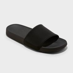 Women's Makenna Slide Sandals - All In Motion™ Classic Open Toe Flip Flops For Beach, Comfortable Slip-on Sandals For Leisure, Casual Slip-on Flip Flops For Vacation, Classic Beach Flip Flops With Textured Footbed, Slip-on Synthetic Slide Slippers, Trendy Solid Color Slip-on Sandals, Classic Summer Flip Flops With Cushioned Footbed, Lightweight Round Toe Slippers For Spring, Classic Flip Flops For Spring Beach Season