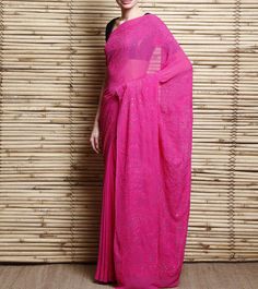 Pink Georgette Saree With Hand Kamdani Work  #ShopNow #InstaFashion #InstaShop #InstaIndian #IndianArtizans #InstaEthnic #Ethnic #InstaStyle #Fashion #Collection #BuyNow #Garments #EthnicFiesta #OnlineShopping Kamdani Work, Pink Georgette Saree, Georgette Saree, Georgette Sarees, High Neck Dress