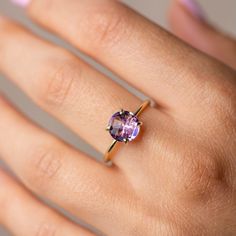 Purple Amethyst Solitaire Ring 14K Gold for Women 8mm - February Birthstone Birthday Gift - Natural Gemstone Minimalist Ring ● Metal: 14K solid gold, 14K white gold or 14K rose gold ● Gemstone: Purple Amethyst, briolette cut ● Stone Diameter: 8 mm (0.3 in) ● Choose from the drop down menus the available options (Material, Ring size) and leave us a note for any special requirements. ● All our pieces are delivered beautifully packaged and gift ready, with a certificate of authenticity for the meta Gold For Women, Gold Amethyst Ring, Purple Amethyst Ring, Purple Rings, Bezel Set Ring, Gold Solitaire Ring, Natural Gemstone Ring, Chevron Ring, Gem Ring