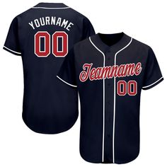 customize baseball jersey with your name and number on the front in navy blue color