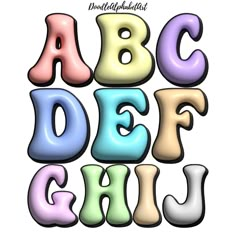 the letters are colored and have different shapes