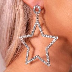 Vintage Big Star Dangling Earrings: Summer Body Accessories Style: Trendy Shape Pattern: Star Rhinestone Pendant Earrings: Women's Luxury Body Jewelry Piercing Crystal Fashion Gift: Party Bling Loop Earrings Origin: Cn(Origin) Model Number: Dangling Big Star Earrings Metals Type: Copper Material: Rhinestone Item Type: Earrings Gender: Women Fine Or Fashion: Fashion Earring Type: Drop Earrings Ear Clips Nightclub Jewelry: Modern Women's Earrings Girls Drop Earrings 2022 Trend: Statement Jewelry E Crystal Fashion, Body Jewelry Piercing, Estilo Punk, Loop Earrings, Star Earrings Stud, Girls Earrings, Rhinestone Earrings, Star Pendant, Star Earrings