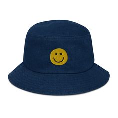 * 100% cotton * 2 sewn eyelets on each side of the hat * Poplin sweatband * One size fits most Hippie Summer, Coffee Outfit, Yellow Smiley Face, Denim Bucket Hat, Fisherman Hat, Casual Sporty, Dress Shirts For Women, Embroidered Denim, Mens Sweatpants