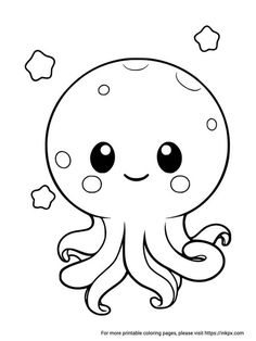 an octopus with stars on it's chest and eyes, coloring pages for kids