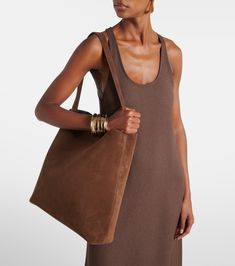 Sac Large suede tote bag in brown - Aesther Ekme | Mytheresa Suede Tote Bag, Suede Tote, Hat Shop, Top Handle, Calf Leather, Luxury Branding, Designing Women, Clothing And Shoes, Bag Accessories