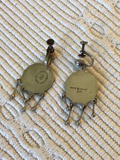 "Lovely, vintage Los Ballesteros earrings, with an early mark, Iguala, instead of Taxco, and double B. The rest of the mark is illegible. The errings are 1 5/8\" long and 7/8\" wide. They are screw back, and in excellent, vintage condition." Vintage Sterling Silver Clip-on Earrings, Vintage Sterling Silver Dangle Chandelier Earrings, Vintage Sterling Silver Chandelier Dangle Earrings, Vintage Sterling Silver Dangle Plug Earrings, Vintage Dangle Earrings For Anniversary, Vintage Sterling Silver Chandelier Earrings, Vintage Sterling Silver Chandelier Drop Earrings, Vintage Dangle Chandelier Earrings For Anniversary, Vintage Chandelier Dangle Earrings For Anniversary