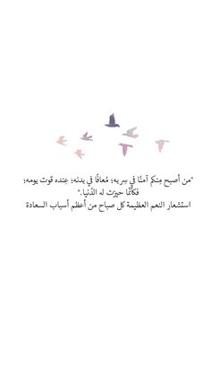 an image of birds flying in the sky with arabic writing on it's side