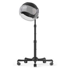 an office chair with wheels and a helmet on it's back end, against a white background