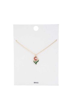 Imported FLOWER CHARM NECKLACE Green/Red FBJ Flower Charm Necklace Necklaces approx: 18" Cool Girl Fashion, Sarah H, Flower Charm Necklace, Trendy Flowers, Necklace Green, Elegant Accessories, Green Necklace, Delicate Flower, Flower Charm