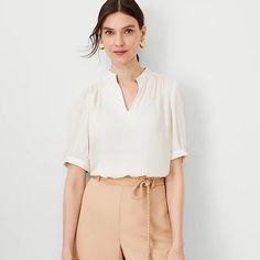 New With Tags! Ann Taylor Ivory Flowy Top Small Versatile Cream Top For Work, Versatile Cream Top For Workwear, Flowy Top, Flowy Tops, Ann Taylor, Womens Tops, Cream, Tags, Women Shopping