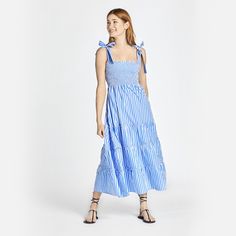 #color_brooke-blue Kate Dress, A Million Dollars, Million Dollars, Striped Maxi, Smocked Dress, Rose Dress, Saturated Color, Red And White Stripes, Flowy Dress