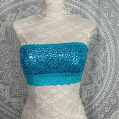 I Ship Within 24 Hours :) Brand New With Tags $32 Victorias Secret Pink Sequin Stretch Lace Bandeau Bralette Bra Color: Turquoise Blue Size: M Medium Material Tag Shown In Photographs 09e Blue Fitted Bandeau Crop Top, Fitted Blue Bandeau Crop Top, Blue Stretch Bandeau Crop Top, Blue Strapless Crop Top For Night Out, Strapless Blue Crop Top For Night Out, Fitted Light Blue Strapless Top, Blue Stretch Bandeau Top, Blue Bandeau Tops For Night Out, Blue Summer Bra With Built-in Support