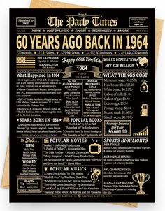 a black and gold poster with the words 60 years ago back in 1994