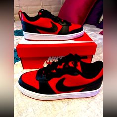 Nike Court Borough Low Recraft (Gs) New Color Black/Red 7y / 8.5 Women Open To Reasonable Offers. If Your Offer Is Too Low I Will Counter Offer Feel Free To Counter Offer Back. Serious Offer Only Please. Chicanas Tattoo, Nike Court Borough Low, Nike Court Borough, Free People Bags, Comfort Gray, White Shoes Women, Asics Running Shoes, Black And White Shoes, Nike Air Max Tn