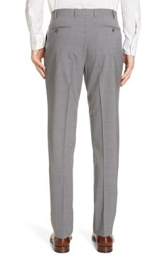 Stretchy wool with a rich texture elevates charming Italian trousers in a classic flat-front cut. Style Name:Canali Flat Front Classic Fit Solid Stretch Wool Dress Pants. Style Number: 5614193. Gray Full-length Business Bottoms, Gray Full-length Bottoms For Business, Fitted Gray Business Pants, Gray Fitted Pants For Business Casual, Fitted Gray Pants For Business Casual, Semi-formal Fitted Gray Pants, Fitted Gray Semi-formal Pants, Slim Fit Dress Pants For Business In Fall, Fitted Gray Cargo Pants