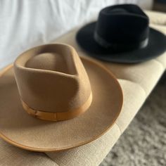 Both Of These Have Only Been Worn A Couple Of Times. They Are Just Sitting Collecting Dust. Brand New Condition. Price Listed Is For Both Hats. If You’d Like To Only Buy One, Message Me, And We’ll Work It Out! Gigi Pip, Black Hats, Black Hat, Work It, Hat Sizes, Black And Brown, Women Accessories, Brand New, Hats