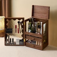 ♥ A large capacity, high-quality vintage wooden cabinet that holds your skincare products, cosmetics, jewelry, and more. ♥The High quality wooden Makeup Organizers for women, Large  capacity Visualization Cosmetic Storage Box,can hold Makeup Tools & Brushes & jewelry,Provide exclusive storage space for cosmetics, skincare products, and jewelry. ♥The Visualization Wooden Makeup Organizers,Wooden Makeup Organizers,Cosmetic Toiletry Organizer,1 door design, with a storage area inside the door that Makeup Storage Cabinet, Wooden Makeup Organizer, Makeup Brush Organizer, Cosmetic Organiser, Custom Ring Box, Makeup Organizers, Makeup Brush Organization, Beauty Organization, Make Up Organiser