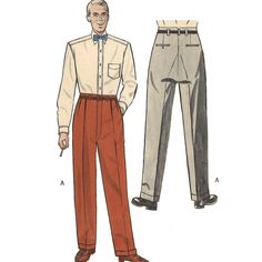 A pair of men's slack for lounging or work. They are trimly tailored to give the best fit, have smooth cuffs and two back pockets. Make the slacks in a smart ribbed fabric or in one of the long-wearing woollen fabrics. Offered here as: Digital Download. This pattern is also available as a Paper Pattern Here https://www.etsy.com/uk/listing/721023093 Skill Level: Intermediate Size Guide: Waist: 42" (107cm) Finished length of inside leg seam of slacks: 32" (81.3cm) Sewing Notions: 3 Buttons, 11" Tr Tailored Retro Formal Pants, Retro Tailored Formal Pants, Retro Tailored Pants For Formal Occasions, Vintage Formal Dress Pants With Pockets, Vintage Formal Dress Pants With Tapered Leg, Vintage Formal Dress Pants Tapered Leg, Vintage Formal Dress Pants With Belt Loops, Vintage Dress Pants With Belt Loops For Formal Occasions, Vintage Tapered Leg Dress Pants For Formal Occasions