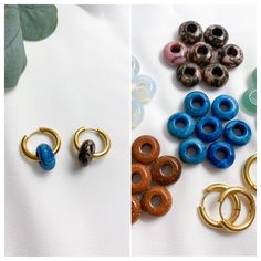 "🛍️ Discount codes to use at checkout: Buy any 2 get 5% off (CODE: BUY2GET5); Buy any 3 get 10% off (CODE: BUY3GET10); Buy any 4 get 15% off (CODE: BUY4GET15) Medium hoop earrings with stone pendants for everyday wear. ❗ 2 in 1 pair! Take off the beads and get a pair of simple hoop earrings! If you want to mix & match your pair of earrings, please write your choice of beads in a \"Note to seller\" box at checkout. 〔 𝐃 𝐞 𝐬 𝐜 𝐫 𝐢 𝐩 𝐭 𝐢 𝐨 𝐧 & 𝐒 𝐢 𝐳 𝐞 〕 Stainless steel, hypoallergenic and tarnish free. The stone beads resemble the shape of doughnuts. Earrings are 25mm long (~0.98\"), hoop size - 20mm (0.78\"). Stone - 14mm (0.55\") ♥ Made in Europe - Riga, Latvia. 〔 𝐏 𝐚 𝐜 𝐤 𝐚 𝐠 𝐢 𝐧 𝐠 & 𝐒 𝐡 𝐢 𝐩 𝐩 𝐢 𝐧 𝐠 〕 It takes 1 to 2 days to prepare your order for shipping. A Simple Hoop Earrings, Medium Hoop Earrings, Hoops Gold, Hypoallergenic Jewelry, Paper Gift Bags, Birthday Jewelry Gift, Polish Jewelry, Jewelry Earrings Hoops, Steel Jewelry