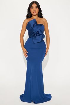 Elegant Moment Gown - Navy Navy Corset, Royal Blue Maxi Dress, 3d Applique, Pink Gown, Elegant Moments, Elegant Dresses For Women, Straight Neckline, Navy Fashion, Gown Dress