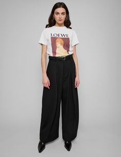 Wide Leg Pants Graphic Tee Outfit, Goth Outfits With Pants, Barrel Pants Outfit, Barrel Pants, Fitted Maxi Skirt, Casual Goth, Graphic Tee Outfits, Fashion Goals, Inspo Board