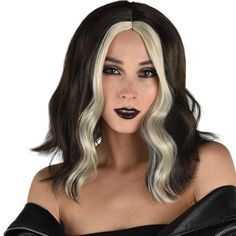 Keep all eyes on you with this costume accessory. The money piece wig has shoulder length dark waves and face-framing bleached sections in front. It's made to be styled with hair spray and cool hair tools. pbMoney Piece Wig product details:-b-p ul liOne size fits most teens and adults-li liWig cap recommended (sold separately)-li liSuitable for use with hair spray and cool styling tools-li liSynthetic fibers-li liDoes not include shirt or jacket-li -ul pbCare Instructions:-b-p ul liCool styling Money Piece Wig, Dark Waves, Emo Haircuts, Emo Hairstyle, Cool Hair, Teased Hair, Money Piece, Wig Party, Fashion Hairstyles