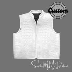 Men's Crocdile Vest, Biker Style Motorcycle Vest, White genuine Leather Waistcoat Men's * Item Feature * New with tags * Alligator Embossed Leather * Premium stitching * Soft Silk Lining * original Brass Material * Original YKK Zipper * White Color * Will be best leather jacket in your wardrobe  * We will Deliver This item Same as Shown in Picture Its Our Grantee Buy With Confidence We can Offer you customized size/ customized design and Color Changes You can also ask us for Color change and cus Fitted Leather Vest For Streetwear, White Crocodile, Leather Waistcoat, Waistcoat Men, Best Leather Jackets, Motorcycle Vest, Style Vest, Mens Items, Mens Vests