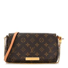 This is an authentic LOUIS VUITTON Monogram Favorite MM. This stylish bag is crafted in a monogram-coated canvas. The bag features a polished gold chain strap, an optional vachetta leather shoulder strap, and polished gold hardware. The front flap opens with a magnetic gold bar to a burgundy fabric interior with a flat pocket. Luxury Everyday Monogram Canvas Shoulder Bag With Detachable Strap, Everyday Luxury Monogram Canvas Shoulder Bag With Detachable Strap, Gold Monogram Canvas Bag With Detachable Strap, Gold Monogram Canvas Shoulder Bag With Dust Bag, High-end Gold Monogram Canvas Shoulder Bag, Formal Shoulder Bag With Detachable Strap In Monogram Canvas, Formal Monogram Canvas Shoulder Bag With Detachable Strap, Luxury Gold Monogram Canvas Shoulder Bag, Elegant Monogram Canvas Shoulder Bag For Business