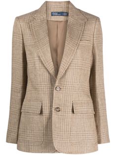 Polo Ralph Lauren single-breated plaid-pattern Linen Blazer - Farfetch Plaid Blazer Women, Linen Blazers Women, Ralph Lauren Summer, Womens Plaid Blazer, Blazer Jackets For Women, Water Consumption, Blazer Designs, Checked Blazer, Stylish Work Outfits