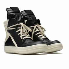 Rick Owens Outfit Men, Rick Owens Outfit, Rick Owens Geobasket, Rick Owens Shoes, Rick Owens Sneakers, Swag Shoes, Black Milk, Style Streetwear, Pretty Shoes