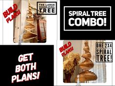 four different types of christmas trees with the words, spiral tree combo get both plans