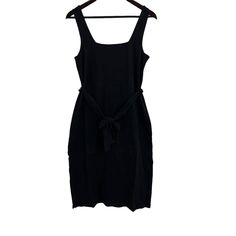 Gap Black Knit Sleeveless Dress Belted Midi Size Small New. Square Neckline Sleeveless Removable Self Tie Belt Side Slit Knit Fabric With Some Stretch New With Tags Armpit To Armpit 18" Length 44" Midi Size, Gap Dress, Black Knit, Tie Belt, Belted Dress, Square Neckline, New Color, Knit Fabric, Knitted Fabric