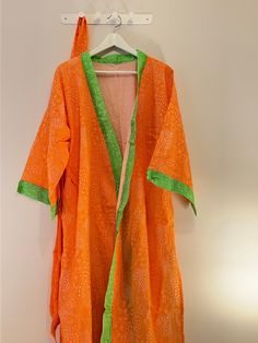 Handmade, tailor made, orange women's kimono Orange Kaftan With Kimono Sleeves For Spring, Orange Spring Kaftan With Kimono Sleeves, Long Sleeve Orange Kaftan For Spring, Orange Long Sleeve Kaftan For Spring, Orange Long Sleeve Spring Kaftan, Traditional Long Orange Kimono, Traditional Long Sleeve Orange Kaftan, Long Sleeve Orange Kimono For Spring, Traditional Orange Kimono For Summer