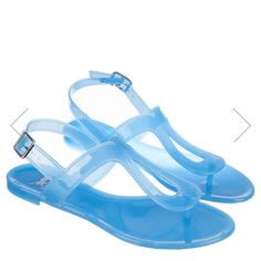 Nwt See Pix For Details Polyvinyl Flexible Material Thong Design Slingback Side Buckle Closure All Man Made Materials *Some Sizes May Not Have Boxes #33 Trendy Beach Sandals With Transparent Straps, Trendy Sandals With Transparent Straps For Beach, Blue Plastic Open Toe Sandals, Blue Open Toe Sandals With Plastic Material, Blue Open Toe Plastic Sandals, Blue Plastic Sandals For The Beach, Casual Blue Plastic Sandals, Blue T-strap Sandals For Summer, Blue Jelly Sandals For Summer Party