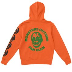 It is a green and black print on an orange Heavyweight Cotton Pullover Hoodie Designed and printed by me in Long Beach, California. Green Hooded Sweatshirt With Graphic Print, Green Hooded Top With Graphic Print, Green Hooded Sweatshirt With Logo Print, Green Hooded Hoodie With Graphic Print, Green Graphic Print Hooded Hoodie, Green Long Sleeve Hoodie With Graphic Print, Casual Green Hoodie With Logo Print, Green Hip Hop Hoodie With Crew Neck, Green Graphic Print Hip Hop Sweatshirt