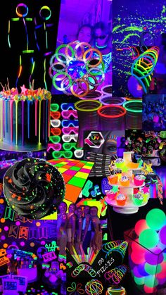 neon party decorations and glow bar signs