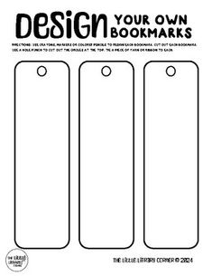 the design your own bookmarks is shown in black and white, with three rectangles on each side