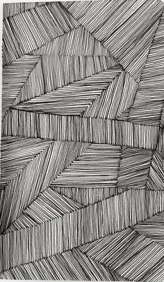 black and white drawing of lines on paper