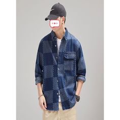 Denim Long Sleeve Plaid Shirt Workwear Shirtt  Material:78% cotton+12% polyester+10% viscose  Size:M,L,XL,2XL,3XL Color：Blue  Season: Spring,Autumn,Winter   Occasion: Leisure,Outdoor, Daily,Vacation Blue Shirt With Pockets For Streetwear, Oversized Blue Cotton Shirt, Casual Cotton Flannel Shirt With Pockets, Casual Denim Blue Shirt For Streetwear, Oversized Long Sleeve Denim Blue Shirt, Casual Blue Cotton Shirt, Denim Blue Cotton Tops For Streetwear, Casual Indigo Tops For Streetwear, Indigo Casual Tops For Streetwear