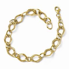 Protected by our 30-Day Risk Free Returns!Metal: 14k Yellow GoldLength: 7.5 inchWidth: 8 mmPolished & TexturedFree U.S. Shipping for orders over $99 Bow Jewelry, Fancy Diamonds, Fine Jewelry Bracelets, Yellow Gold Bracelet, Gold Polish, Jewelry Companies, Bracelets And Charms, Real Gold, Link Bracelets