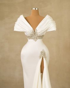 Trumpet Evening Dress, Jeweled Wedding Dress, Cheap Formal Dresses, Classy Gowns, White Mermaid, Fancy Wedding Dresses, Evening Dress Floor Length, Gown Prom, Luxury Dress