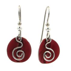 PRICES MAY VARY. Squiggle on Red Circle Dangling Earrings Handmade in Vermont, USA Silver Forest Jewelry is made without Lead and Cadmium Surgical Steel Earwires Comes in a Silver Forest box with non-tarnish white cotton Silver Forest Earrings, Forest Earrings, Forest Jewelry, Vermont Usa, Metal Drop, Red Circle, Swirl Earrings, Handcrafted Earrings, Metal Earrings