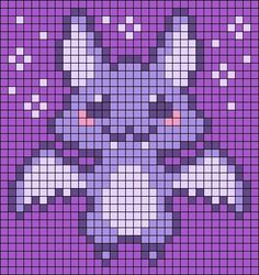 an image of a pixellated cat in purple and white