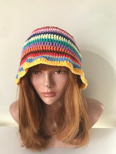 Step into the world of vibrant style with our Crochet Multicolor Unisex Beanie. Crafted for both women and men, this colorful boho hat is a unique handmade gift that's sure to turn heads. Featuring a delightful array of crochet stripes, this beanie adds a pop of color and personality to any outfit. Whether you're hitting the streets or venturing into the great outdoors, its eye-catching design is bound to make a statement. Looking for a gift that's as unique as they are? Look no further! Our Cro Crochet Boho Hat, Multicolor Beanie Mini Hat For Winter, Multicolor Mini Beanie Hats For Winter, Multicolor Crochet Cap Hat, Trendy Multicolor Hat For Festivals, Multicolor Crochet Cap One Size, Multicolor Wide Brim Winter Hat, Multicolor Winter Bucket Hat, Trendy Multicolor Festival Hat